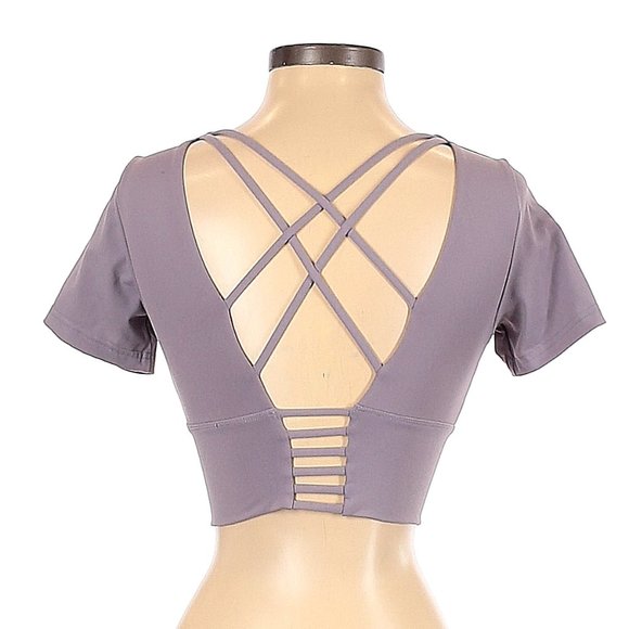J.ING Powdered Violet Strappy Back Performance Crop - Picture 4 of 6